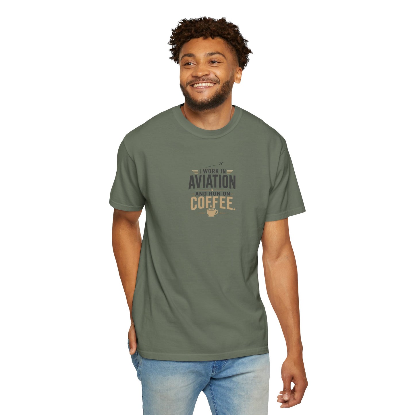 Work In Aviation Run on Coffee T-Shirt