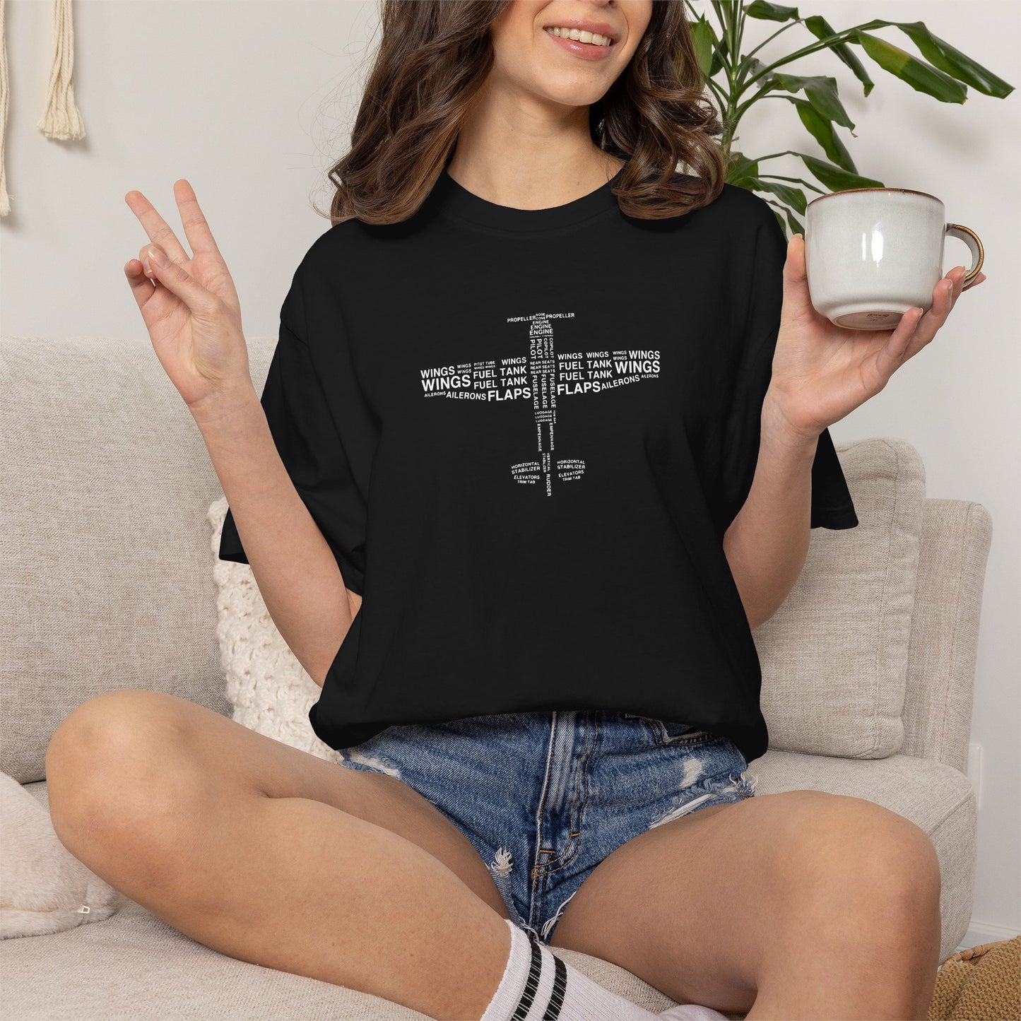 Aviation Word Cloud Airplane Tee