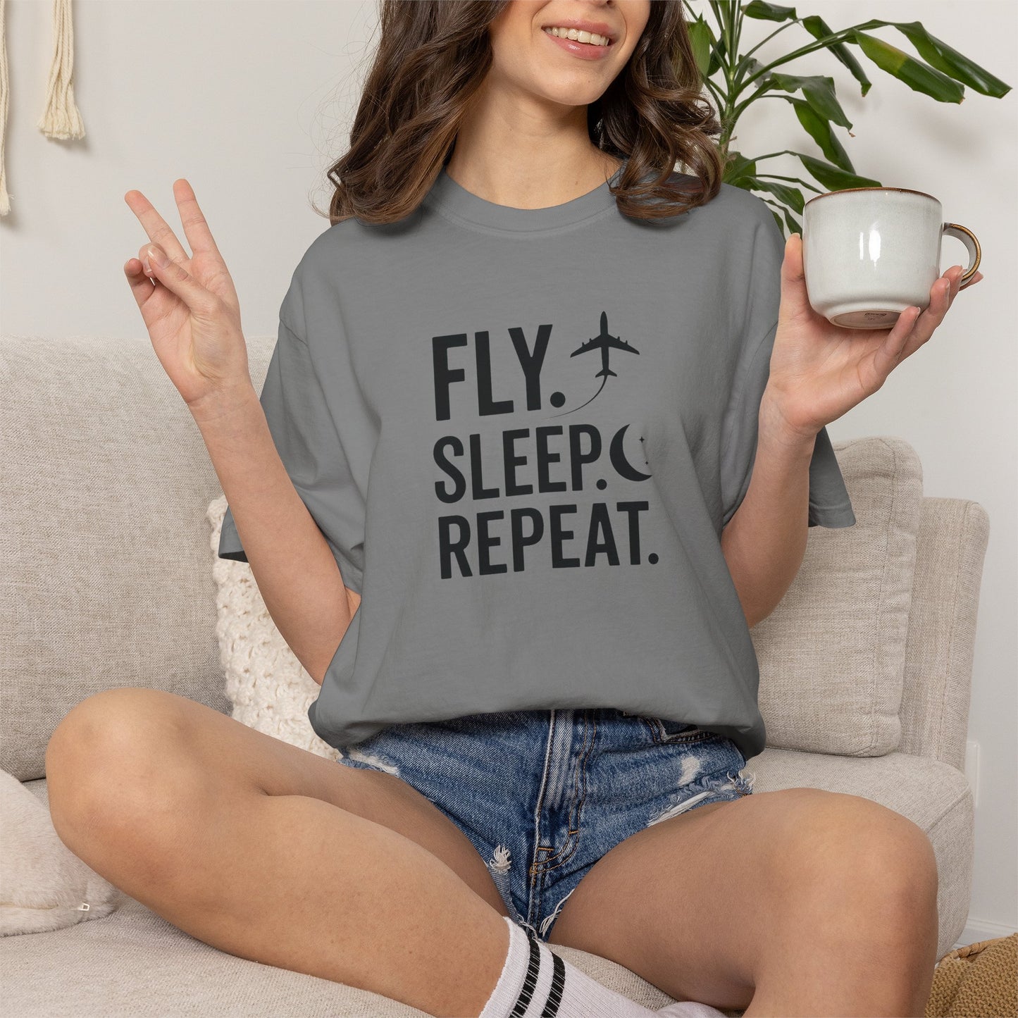Fly. Sleep. Repeat. Aviation T-Shirt